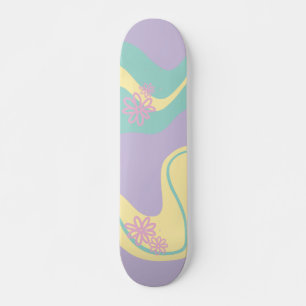 Skateboard Daisy Groove Pastel Rose, Jaune, Violet & Vert