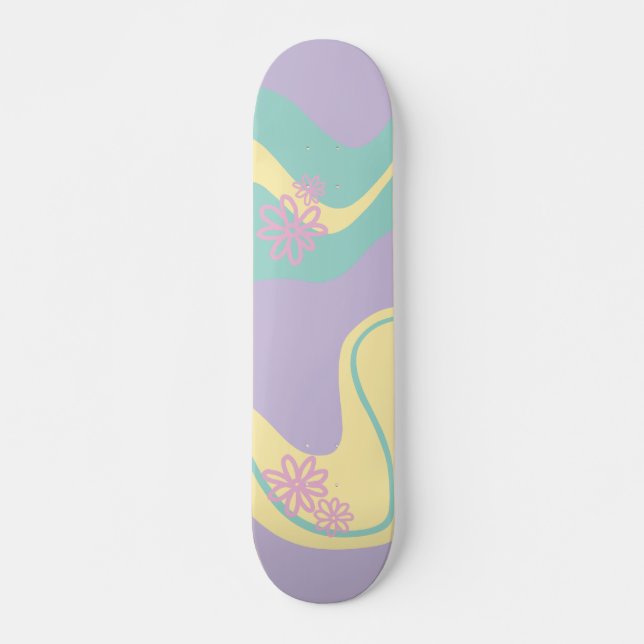 Skateboard Daisy Groove Pastel Rose, Jaune, Violet & Vert (Devant)