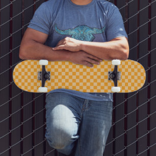 Skateboard Damier orange et orange clair