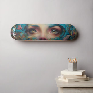 Skateboard Darkly surreal mermaid face street art airbrush 