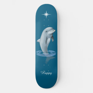 Skateboard Dauphin chic, étoile personnalisée et écriture sur