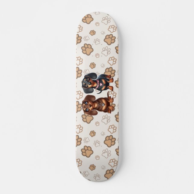 Skateboard De mignons amis dachshund (Devant)