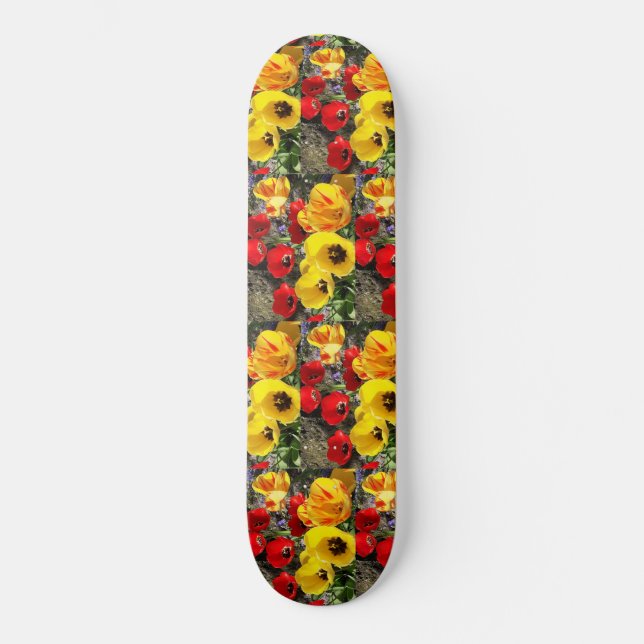 Skateboard de tulipes jaunes et rouges (Recto)