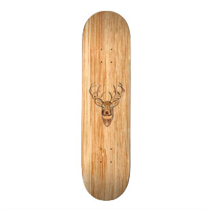Skateboard Décor blanc Tail Deer Head Bois Inlay Grain