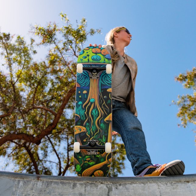 Skateboard Découvrez Wonderland sur Roues : Magic Mushroom (Extérieur 1)