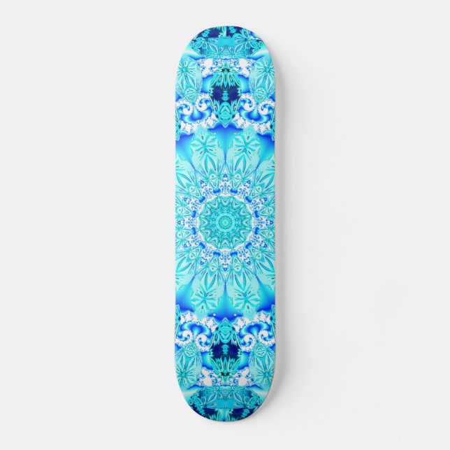Skateboard Dentelle d'Aqua, mandala sensible et abstrait (Recto)