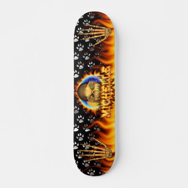 Skateboard DES du vrai feu de crâne de Michelle et de planche (Devant)
