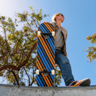 Skateboard Design à rayures verticales bleu orange bleu