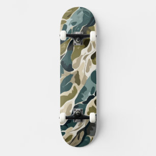 Skateboard Design Camouflage en vert et beige