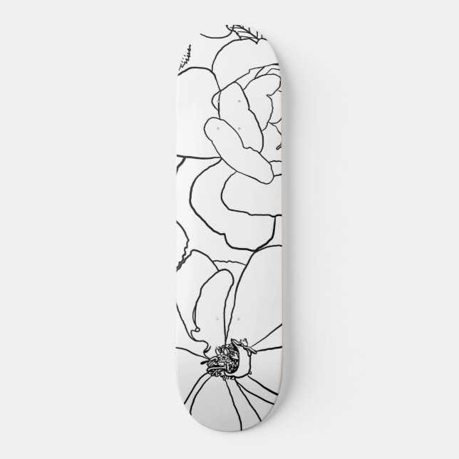 Skateboard Design de dessin élégant Rose Floral Line (Recto)