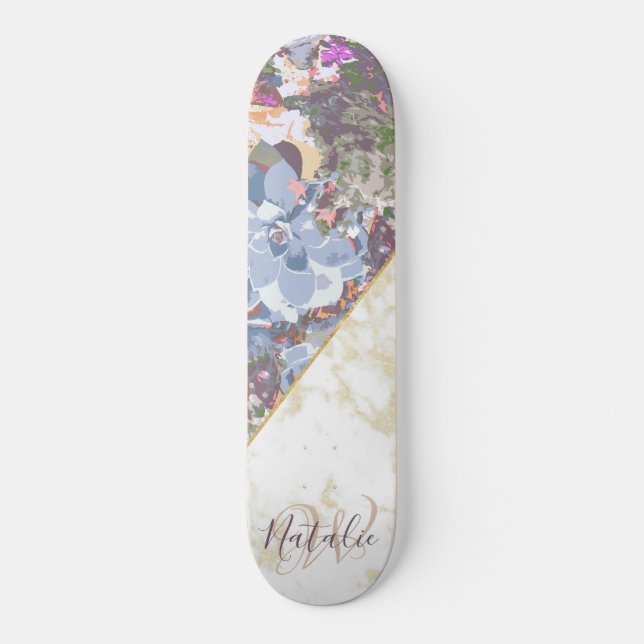 Skateboard Design élégant Cactus et succulents (Recto)