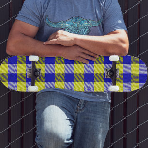 Skateboard Design En vichy jaune bleu