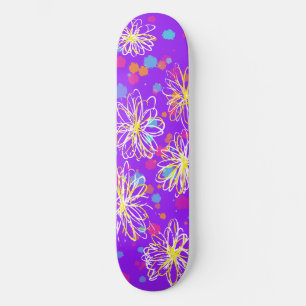 Skateboard Design floral encre et plaques de peinture - viole