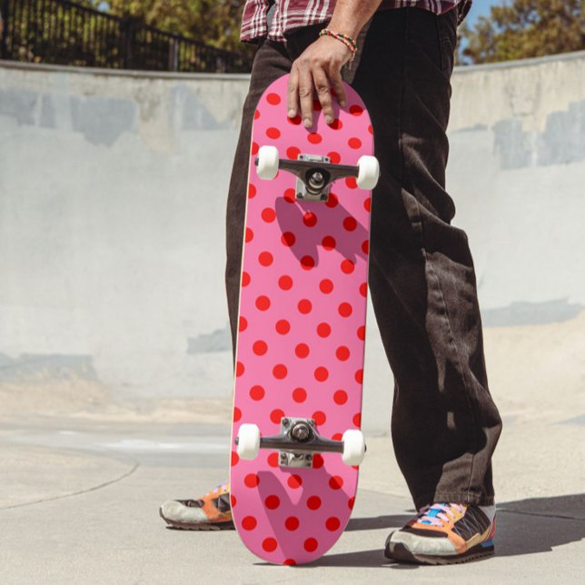 Skateboard Design Pois rouge sur rose (Créateur téléchargé)