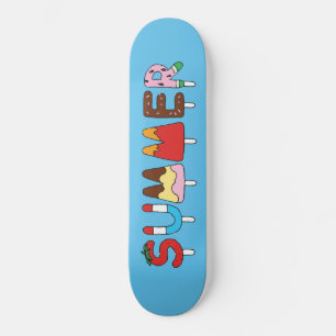 Skateboard Dessin à la main Multi-Coloured Snack d'été pour e