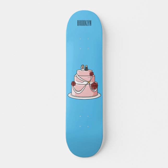 Skateboard dessin animé de gâteau mariage (Devant)