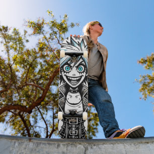 Skateboard dessin animé joyeux art original blu_eyes black_a