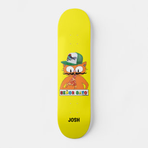 Skateboard Dessin animé Senor Gato Chat avec casquette de cam