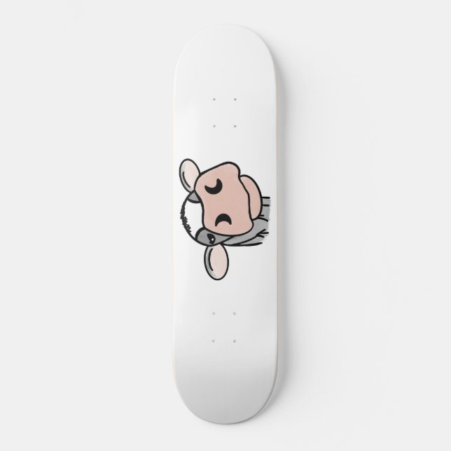 Skateboard dessin animé vache noir blanc rose baiser gris ani (Recto)