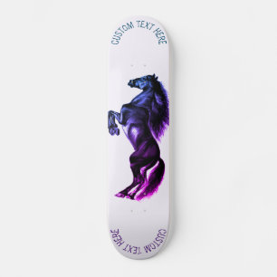 Skateboard Dessin de cheval sauvage noir droit - Ajouter le t