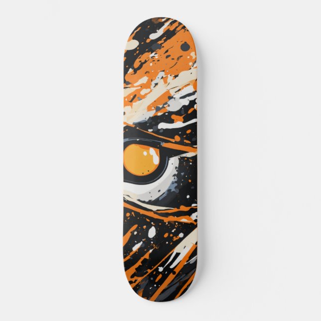 Skateboard Dessin de peinture futuriste, panthère noir, look, (Recto)