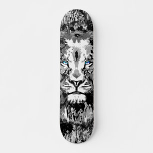 Skateboard Dessin de portrait de Lion gris - Patinage de Lion