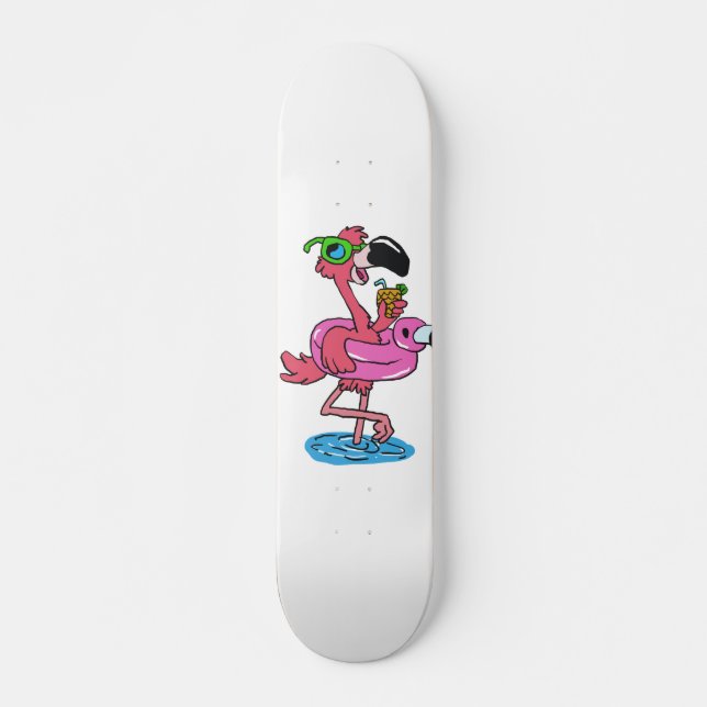Skateboard Dessin du Flamant rose d'été | choisir la couleur  (Devant)