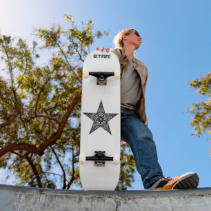 Skateboard Dessin étoile, illustration vintage