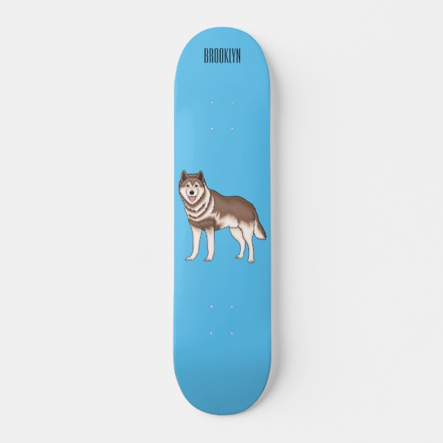 Skateboard dessin humoristique sibérien husky (Devant)
