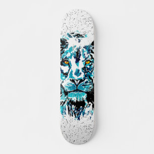 Skateboard Dessin Lion bleu   Patinage Lion