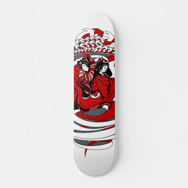 Skateboard Deux geishas avec la conception graphique (Devant)