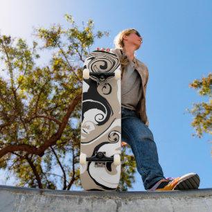Skateboard Déversement - Taupe, noir et blanc