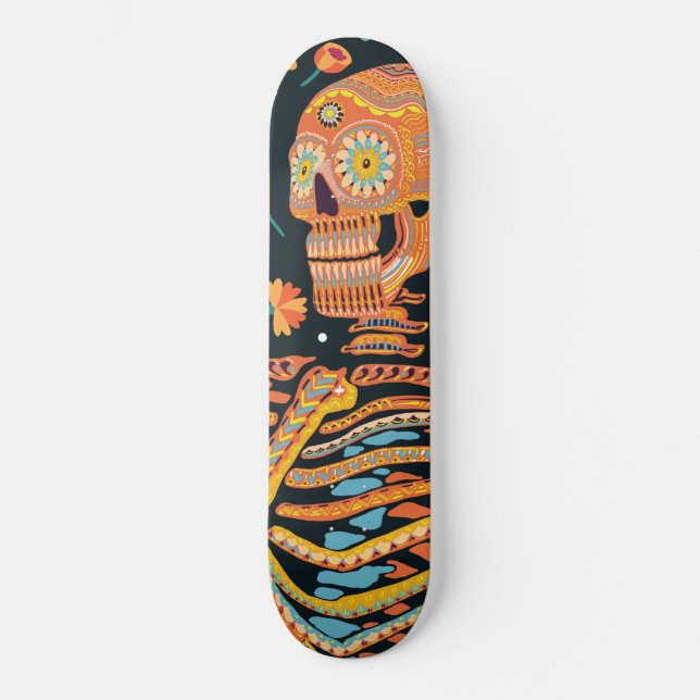 Skateboard Dia de los el esqueleto (Recto)