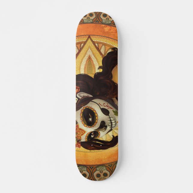 Skateboard Dia De Los Muertos Throw Pillow (Devant)