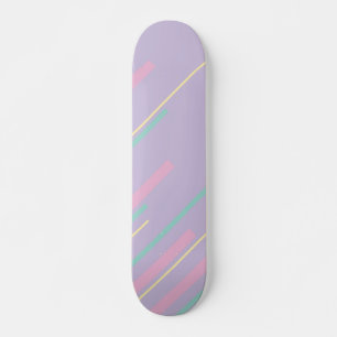 Skateboard Diagonales - Pastel rose, jaune, violet et vert