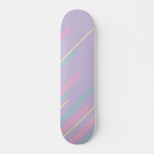 Skateboard Diagonales - Pastel rose, jaune, violet et vert (Devant)