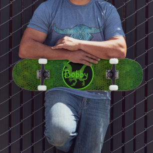 Skateboard Dinosaure Vert Personnalisé Cacher