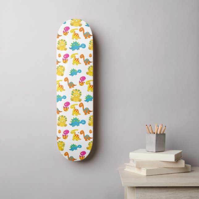 Skateboard Dinosaures Mignons, Motif De Dinosaures, Baby Dino (Art mural)