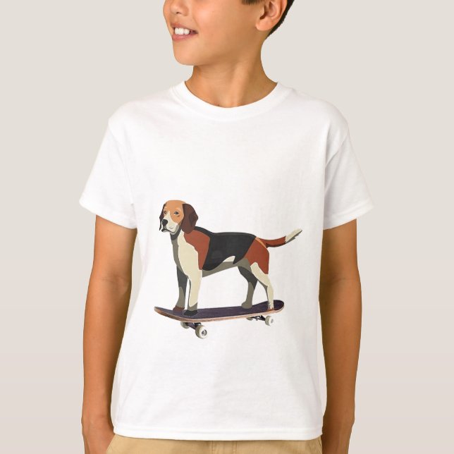Skateboard dog, Beagle T-Shirt (Front)