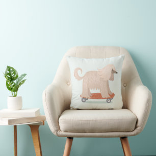 Skateboard Dog WallArt Throw Pillow