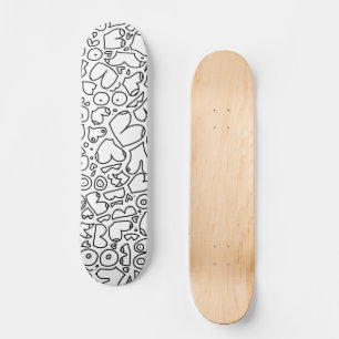 Skateboard doodé noir et blanc