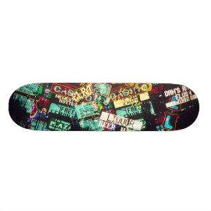 Skateboard Double exposition, panneaux de casino, Las Vegas,