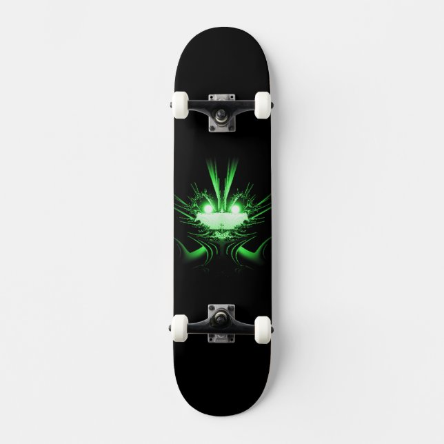 Skateboard Dragon Alien vert aux yeux brillants (Recto)