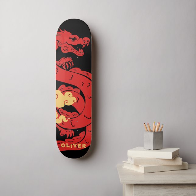 Skateboard Dragon chinois personnalisé (Art mural)