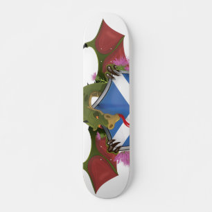 Skateboard Dragon enroulé autour du bouclier écossais