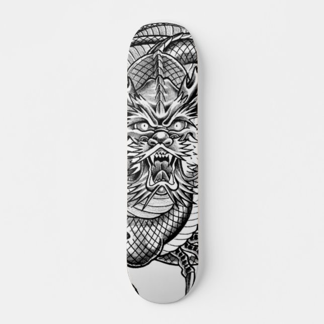 Skateboard dragon gris (Devant)