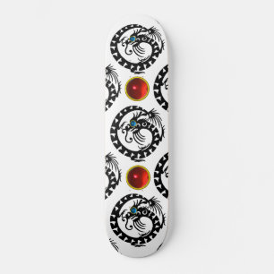 Skateboard DRAGON NOIR de SERPENT, pierres gemmes rouges