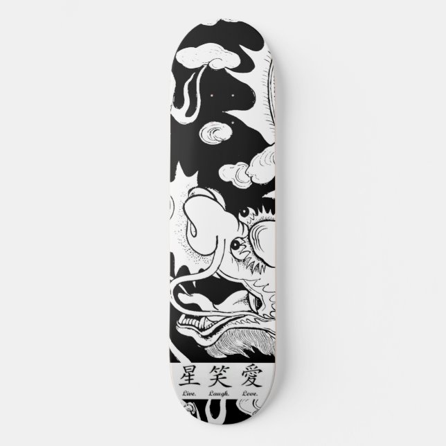 SKATEBOARD DRAGON NOIR ET BLANC (Recto)