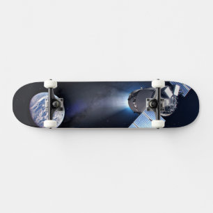 Skateboard Dragon Xl Spacecraft Avec Planète Terre À Distance
