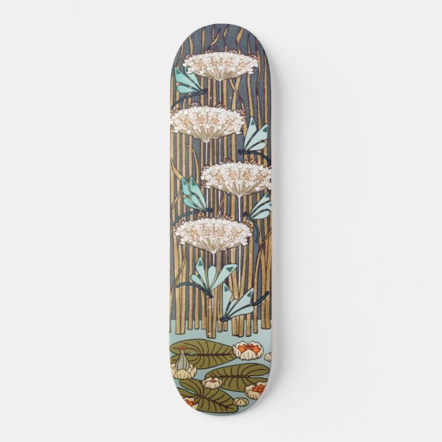 Skateboard Dragonflies Water Lilies Marais Art Nouveau (Recto)